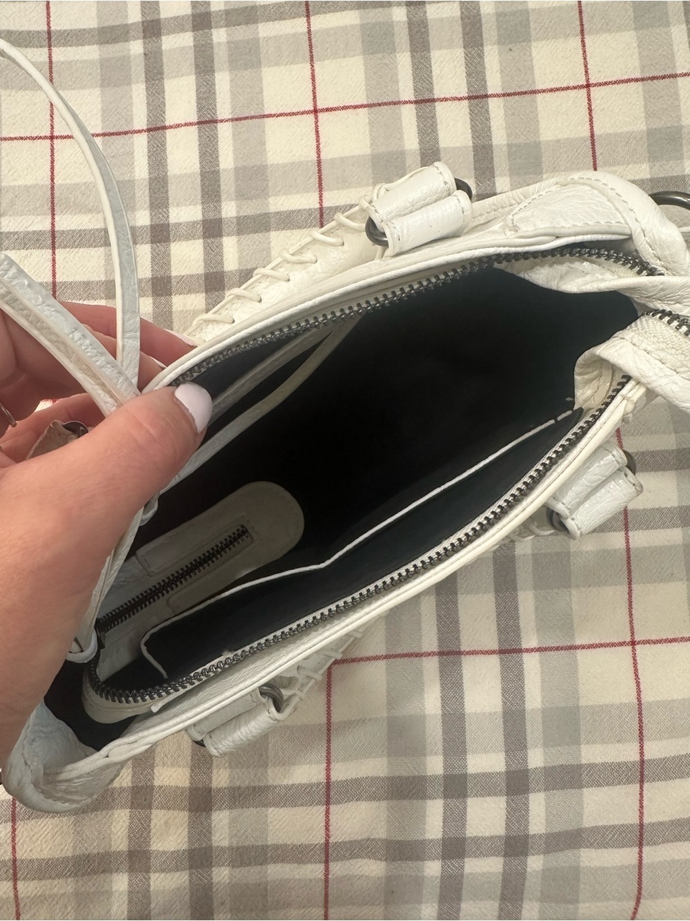 White Leather Top-Handle Mini Bag - Picture 6 of 16